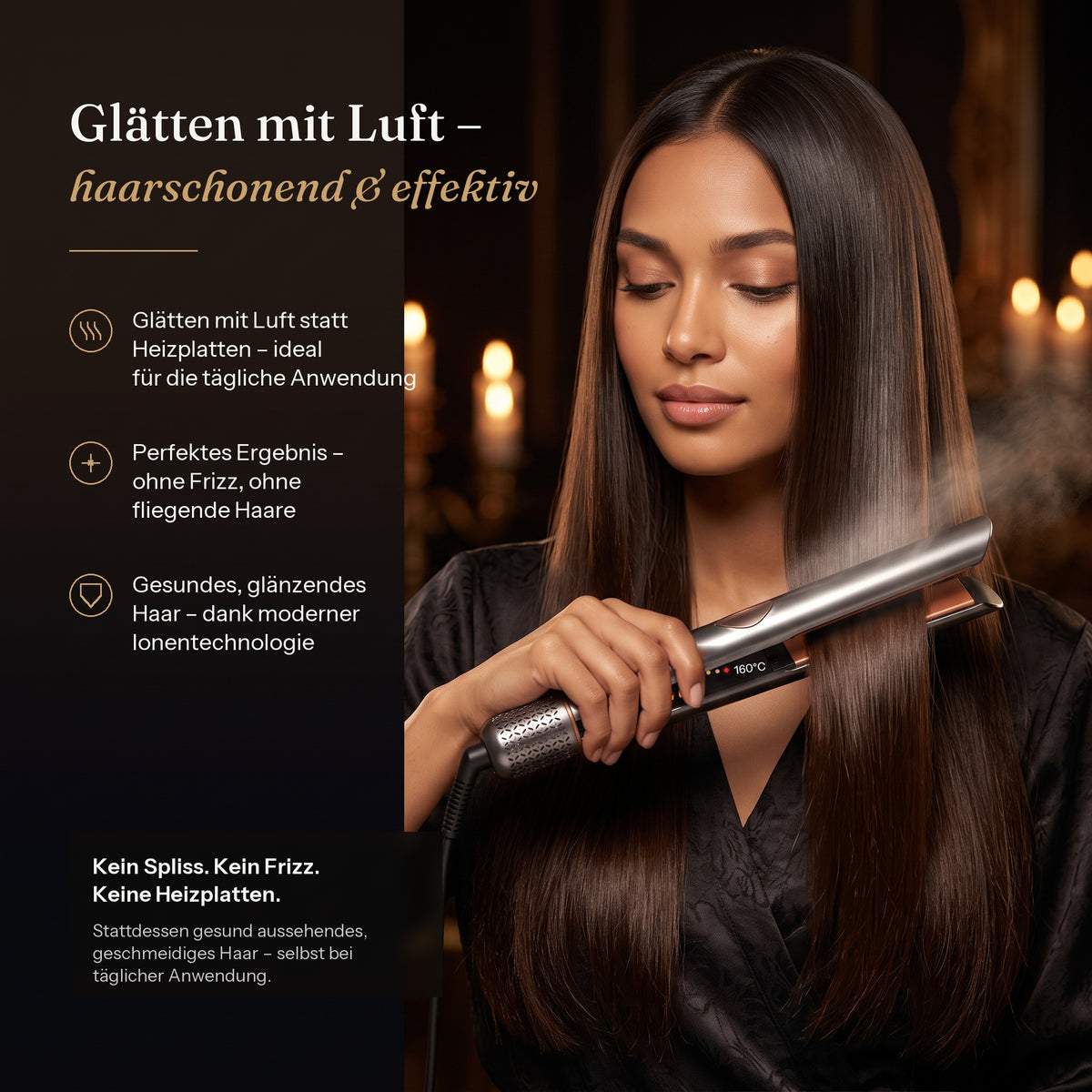 Glätten mit Luft — haarschonend und effektiv