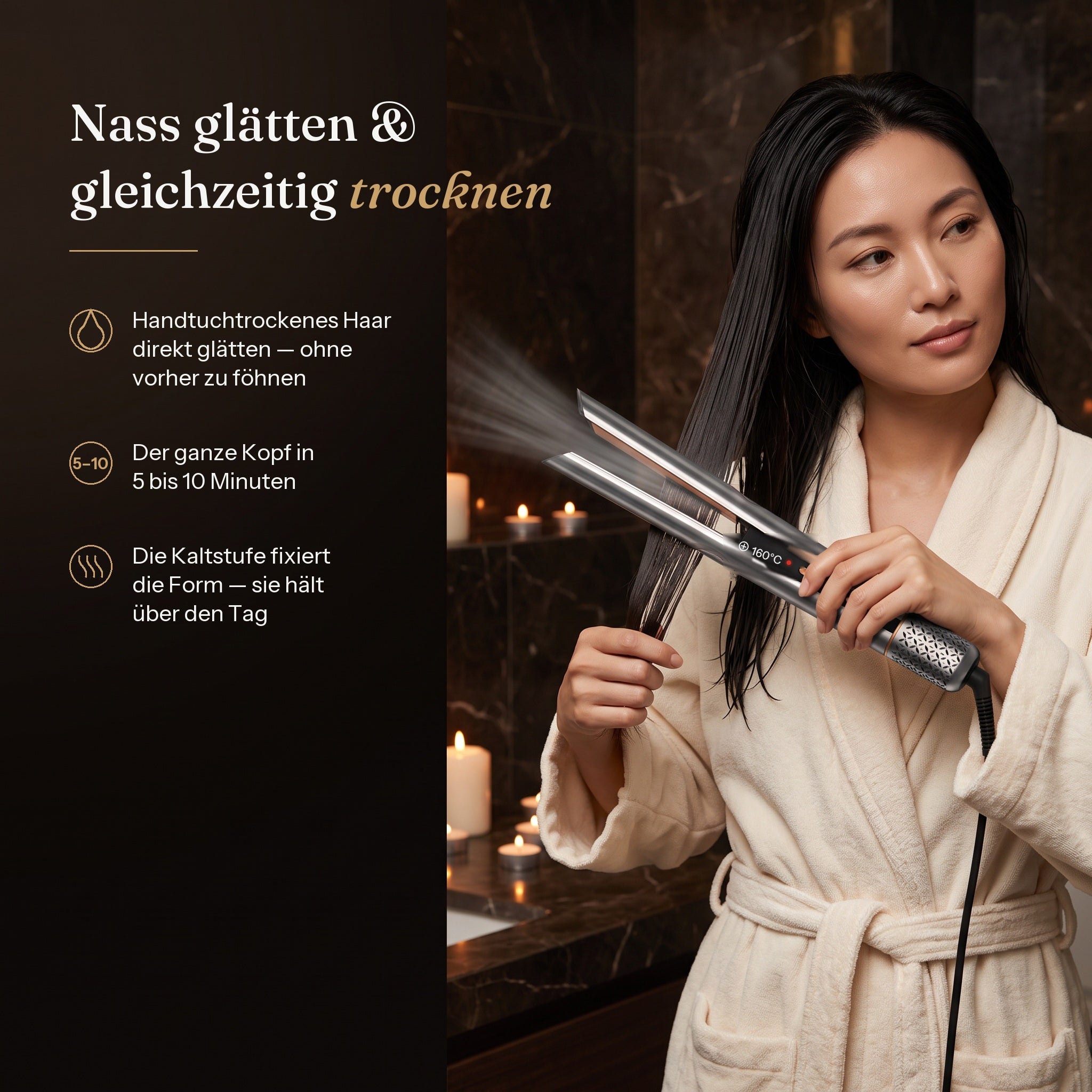 Nass glätten und gleichzeitig trocknen