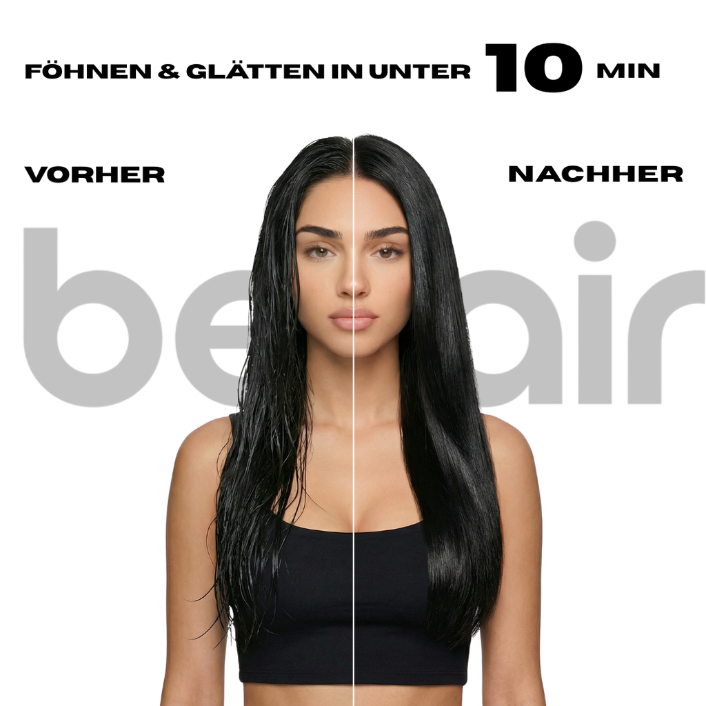 Haar vor und nach dem Styling