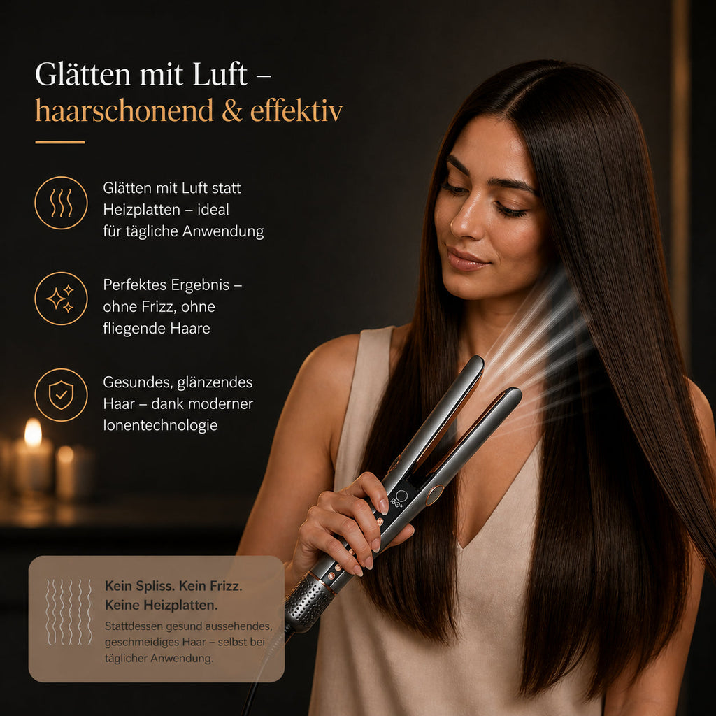 Glätten mit Luft — haarschonend und effektiv