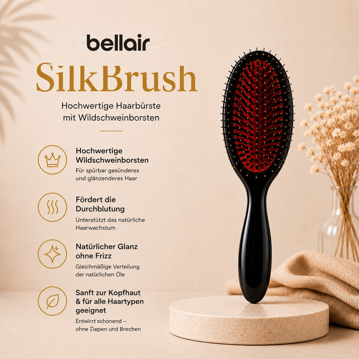 2glow SilkBrush — Bürste mit Wildschweinborsten