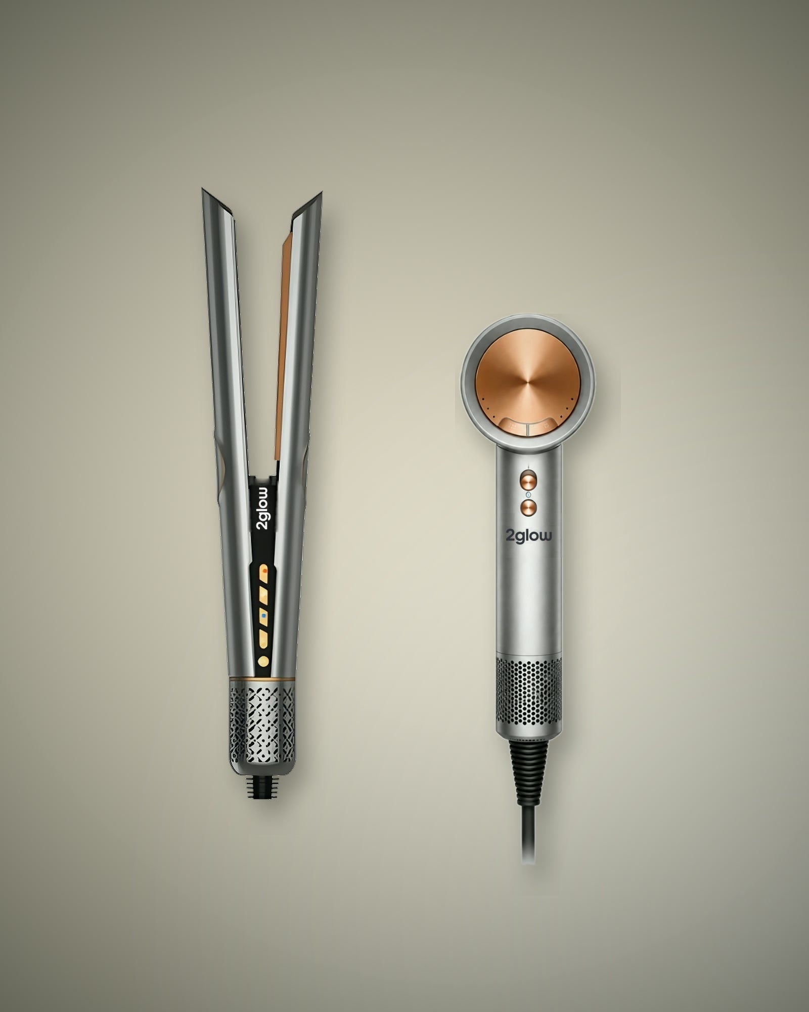 2glow AirStraight und AirPro nebeneinander auf dunkler Bühne